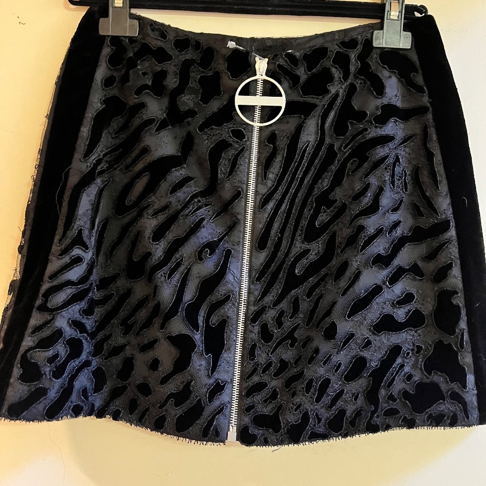 Givenchy NWT Black Cut Velvet/Lace Mini Skirt S 4